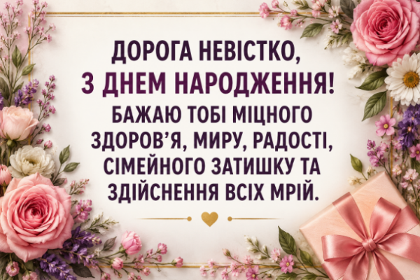 привітання з днем народження невістці листівка