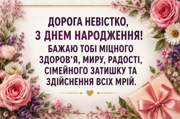 привітання з днем народження невістці листівка