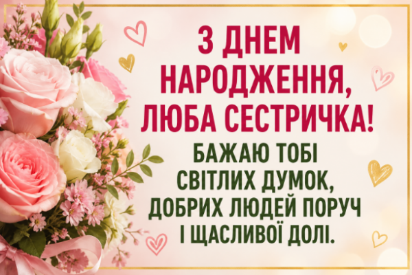 привітання з днем народження сестрі картинка