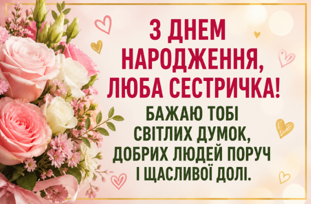 Короткі привітання з днем народження сестрі своїми словами українською