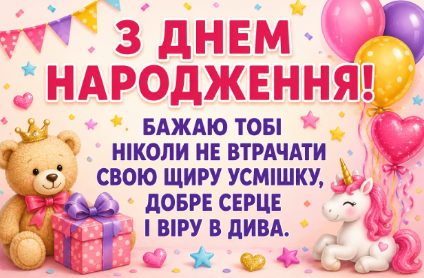 привітання з днем народження дівчинці листівка
