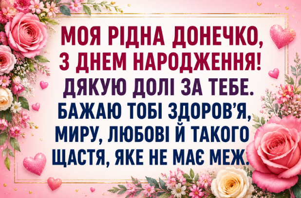 привітання з днем народження доньці відкритка