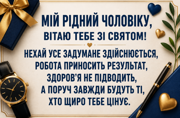 привітання з днем народження чоловіку від дружини відкритка