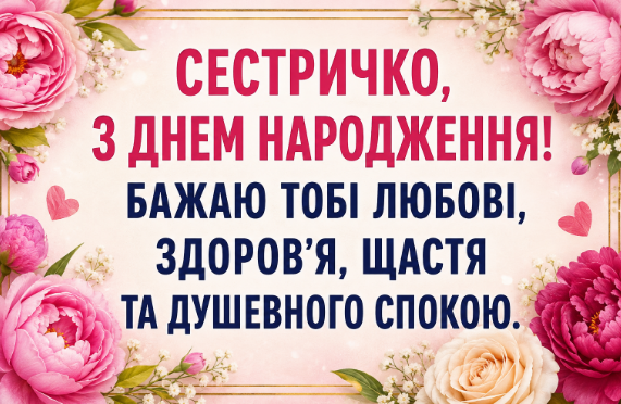 Теплі слова для сестри з днем народження картинка