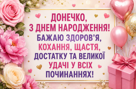 Вітання дочці з днем народження картинка