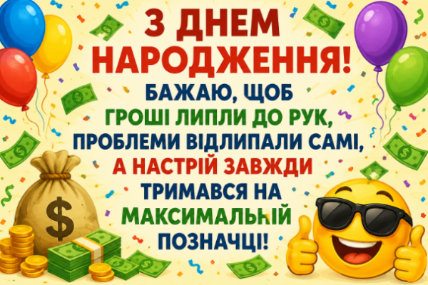 Жартівливі привітання з днем народження листівка
