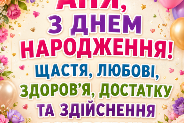 З днем народження Аня відкритка