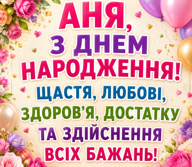 З днем народження Аня відкритка