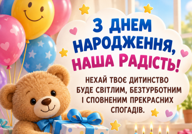 Вітання з днем народження дитині листівка