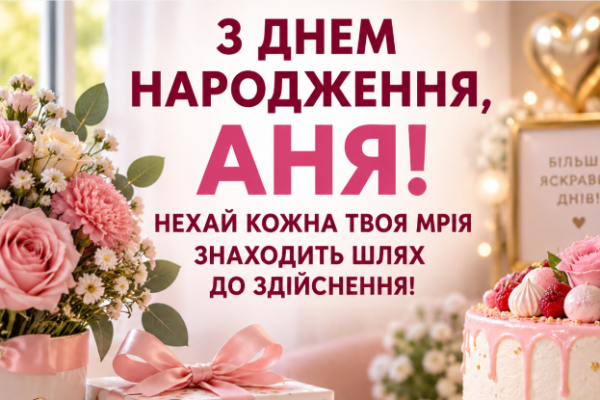 Аня з днем народження листівка