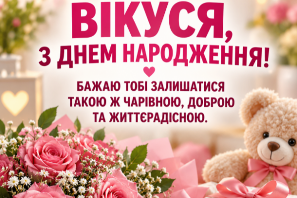 Вікуся з днем народження відкритка