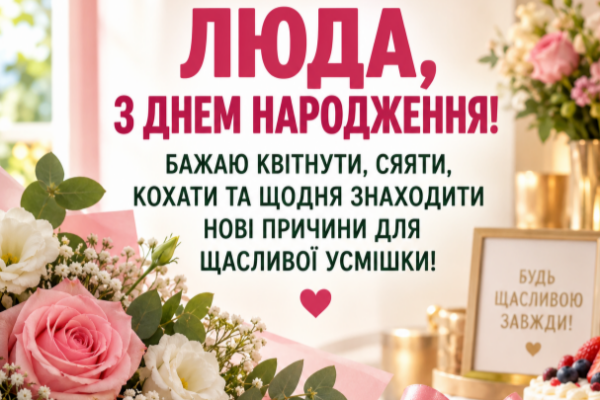 Люда з днем народження листівка