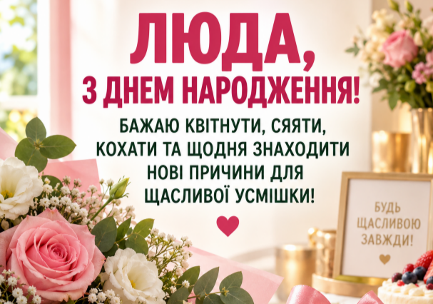 Люда з днем народження листівка