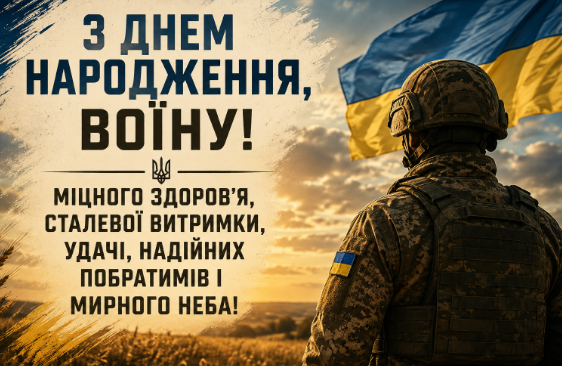 З днем народження воїну листівка