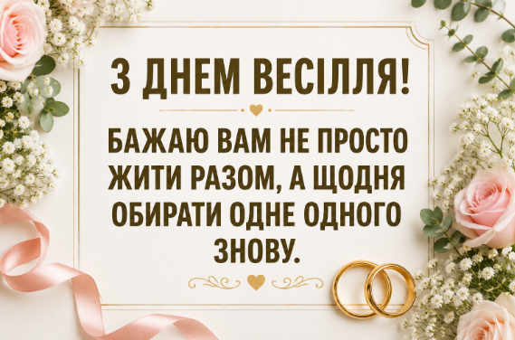 Оригінальні привітання з днем весілля відкритка