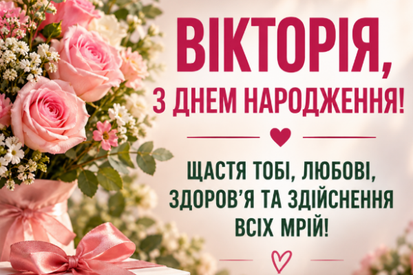 Вікторія з днем народження листівка