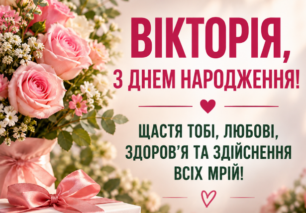Вікторія з днем народження листівка