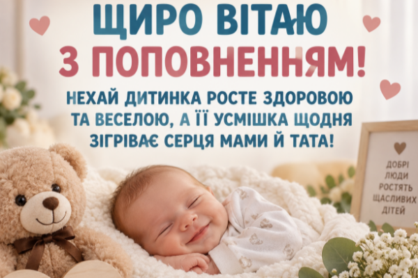 Вітання з народженням дитини відкритка