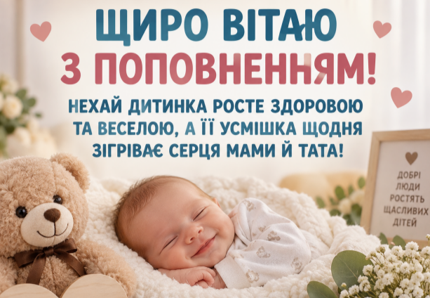 Вітання з народженням дитини відкритка