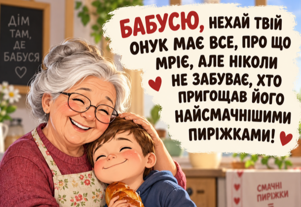 Привітання бабусі з днем народження онука прикольні листівка