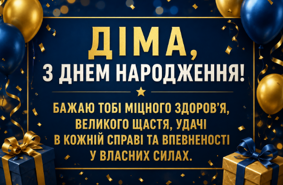З днем народження Діма листівка